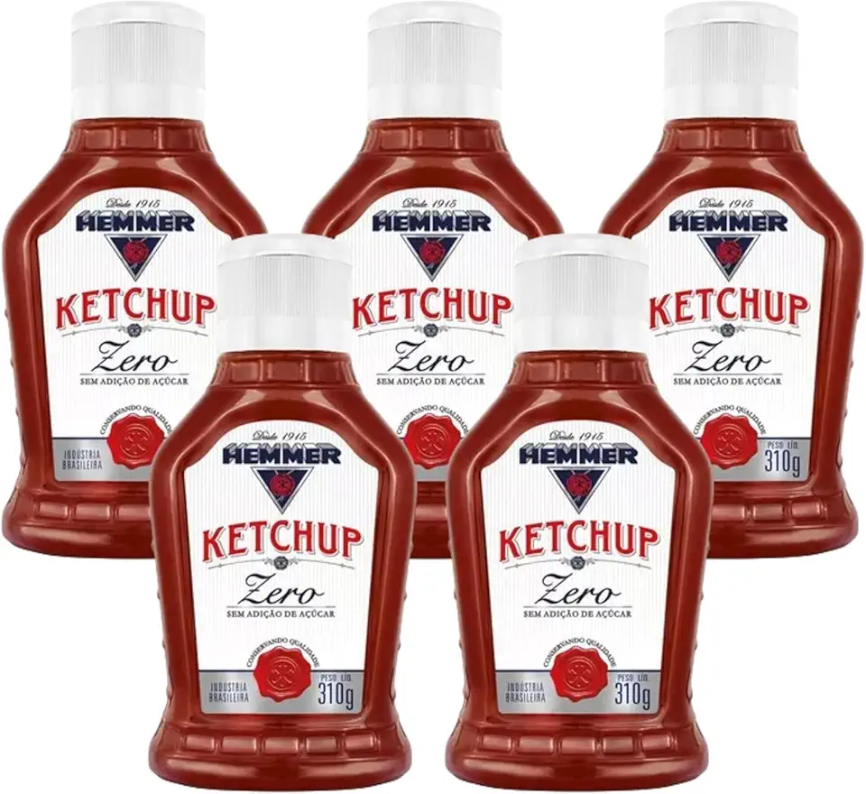 Ketchup Tradicional Zero Adição Açúcar 310g Hemmer (5 X 310g)