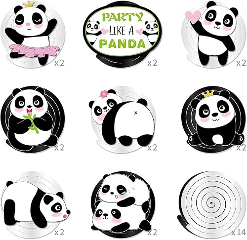 Miniatura 2 de 30Ct Panda Hanging Swirl Decorations Panda Ceiling Hanging Swirl Decorations for Girls Boys Kids Home,Classroom Baby Showers Birthday Party Supplies
