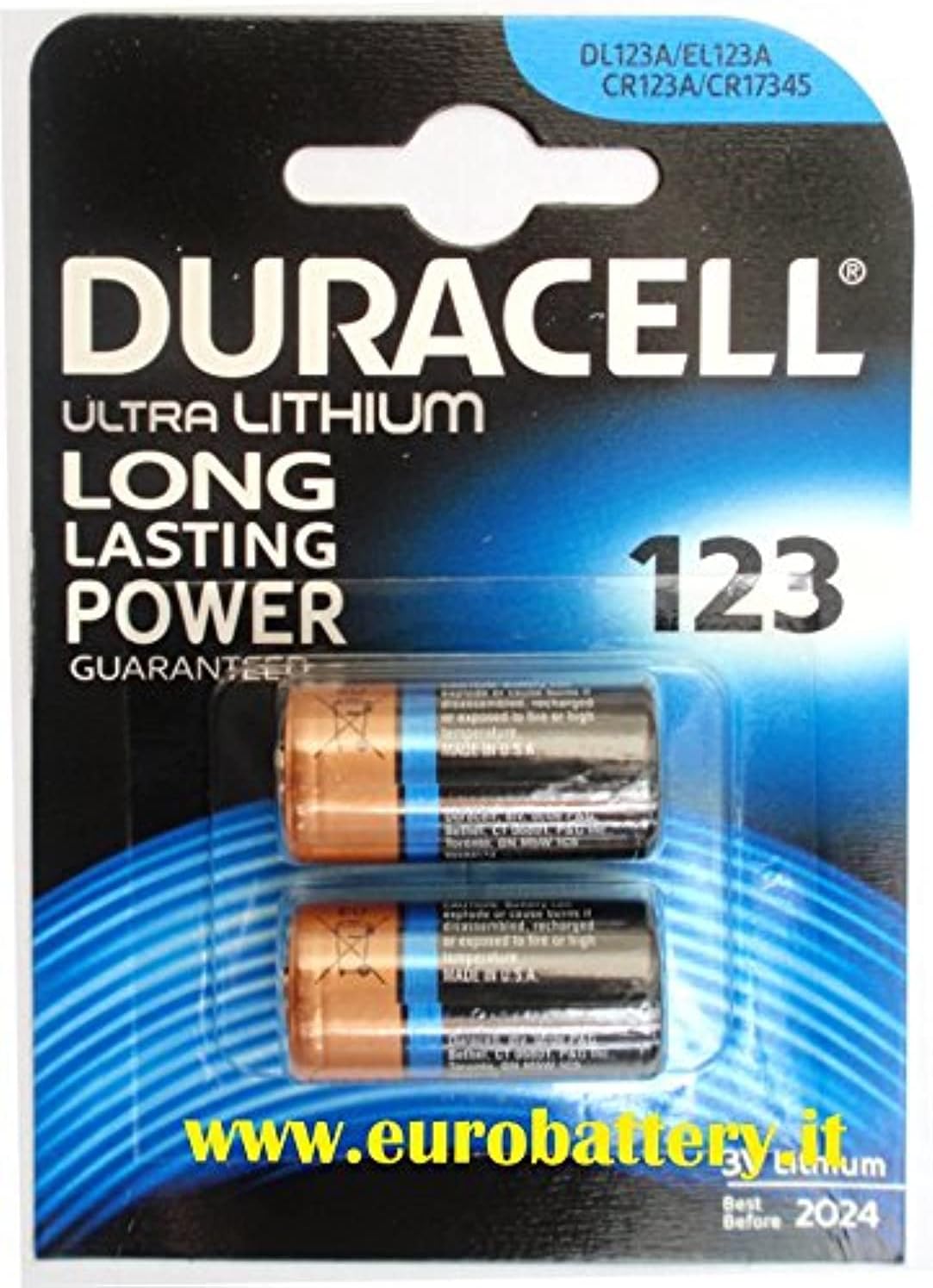 Duracell Specialty Type 123 (CR123, CR123A, CR17345) Ultra Lithium Photo Battery, Ideal for digital cameras Twin Pack (Pack of 2)