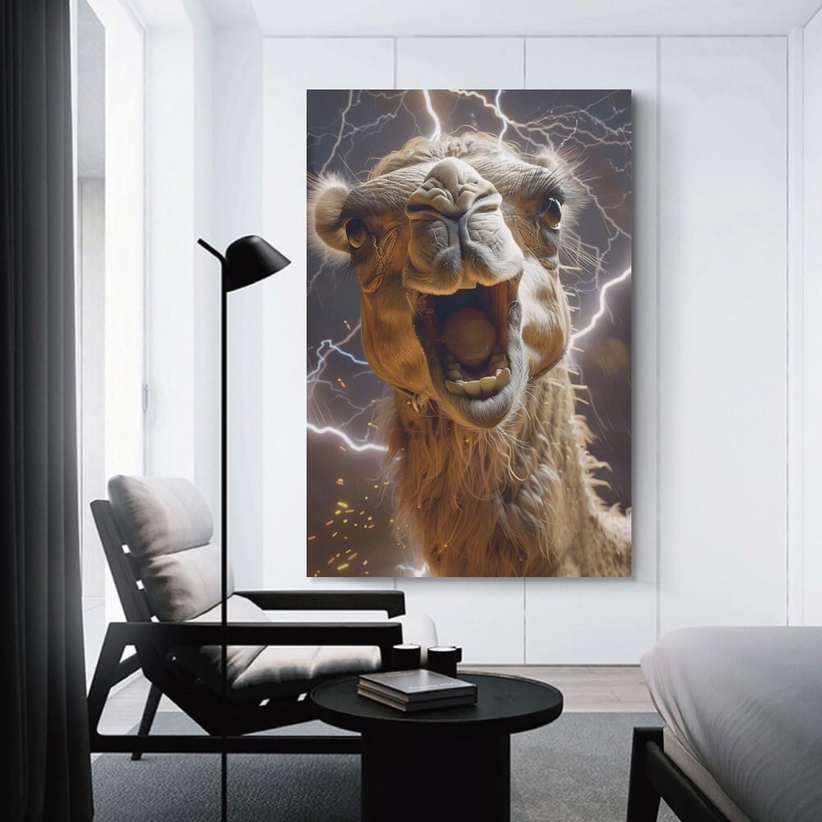 Junmoney Canvas Wall Decor Camel Lightning, 24x36inch(60x90cm), for Gallery Wall Decor And Room Displays, An Easy Match for Collected Prints