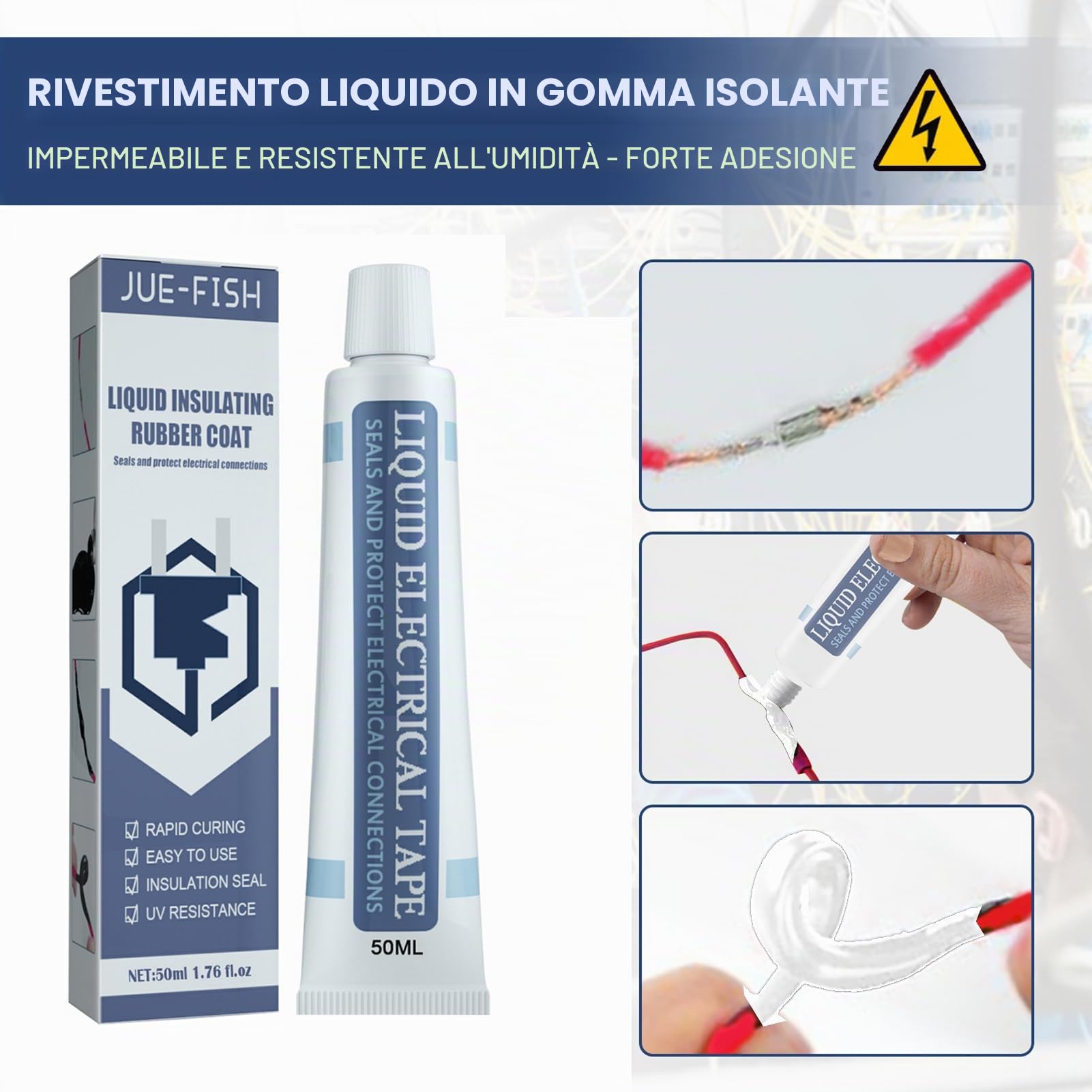 Rivestimento In Gomma Isolante Liquido, Nastro Elettrico Liquido, Colla Isolante Liquido Impermeabile Ad Asciugatura Rapida, Colla Ignifugo Resistente alle Alte Temperature-50ml. (Nero)