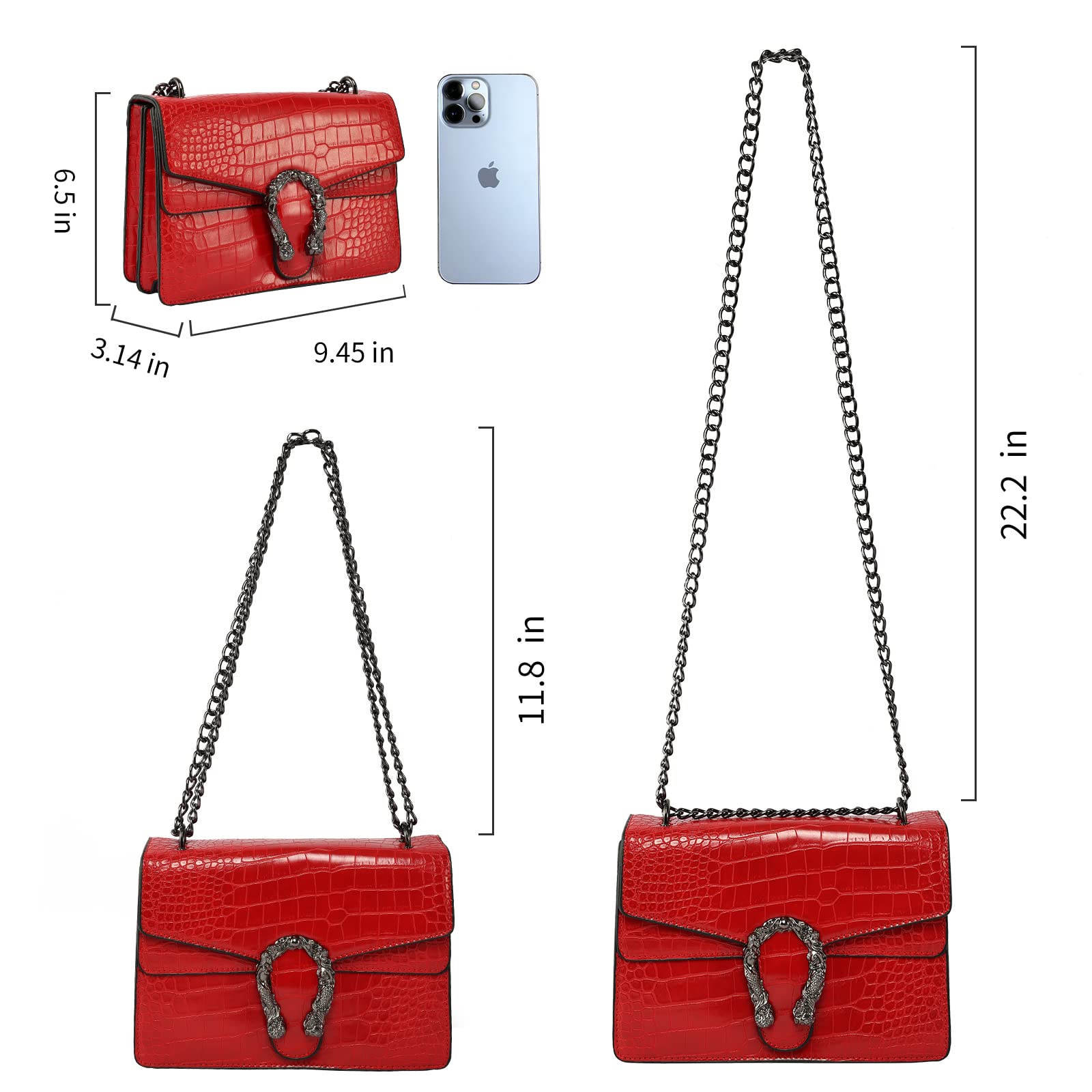 Bolso de noche de hombro para mujer, bolso pequeño con correa de cadena estampada de serpiente