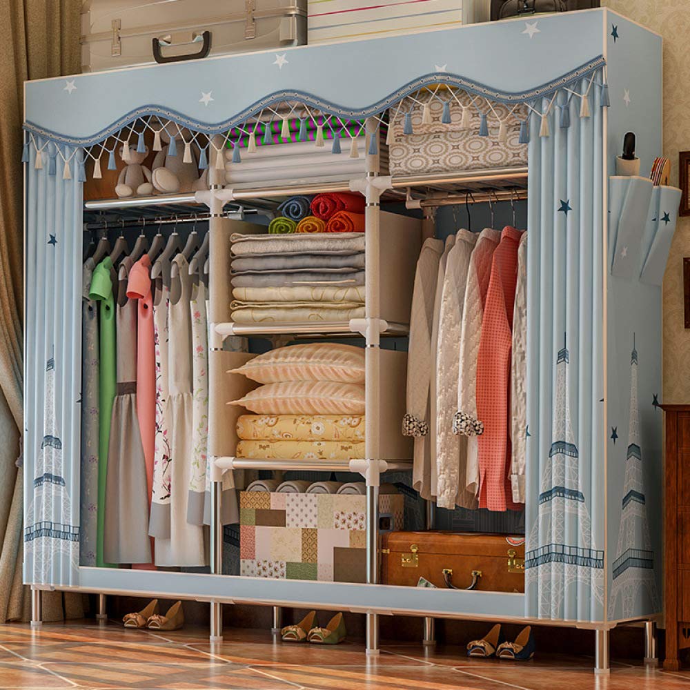 Garde-robe en toile 210x173x46cm avec penderie et rangement, modèle B