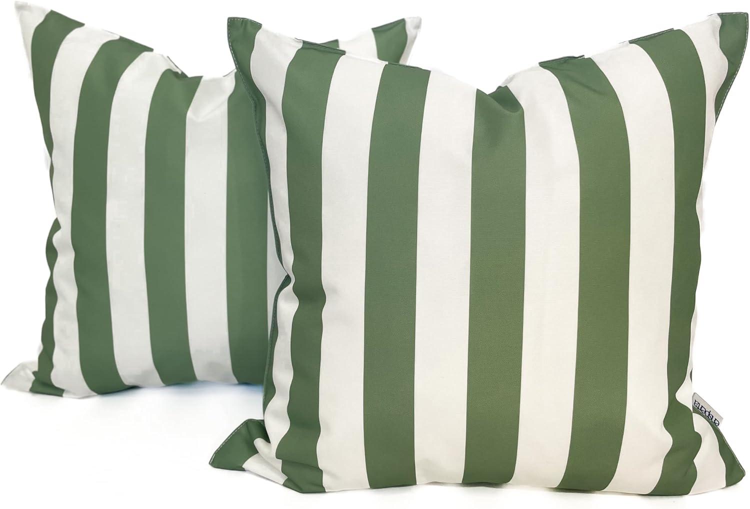 Pack of 2 Outdoor 20''x20'' Waterproof Light Green Striped Throw Pillow Covers Decorative Square Cushion Patio Pillows for Patio Furniture (Loden Frost)