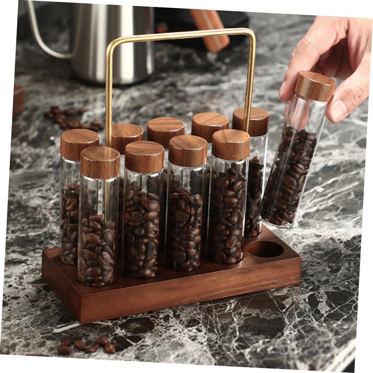 1set Airtight Coffee Bean Storage Tubes Stand Glass Canisters for Preserving Freshness and Flavor Compact Design for Coffee Lovers