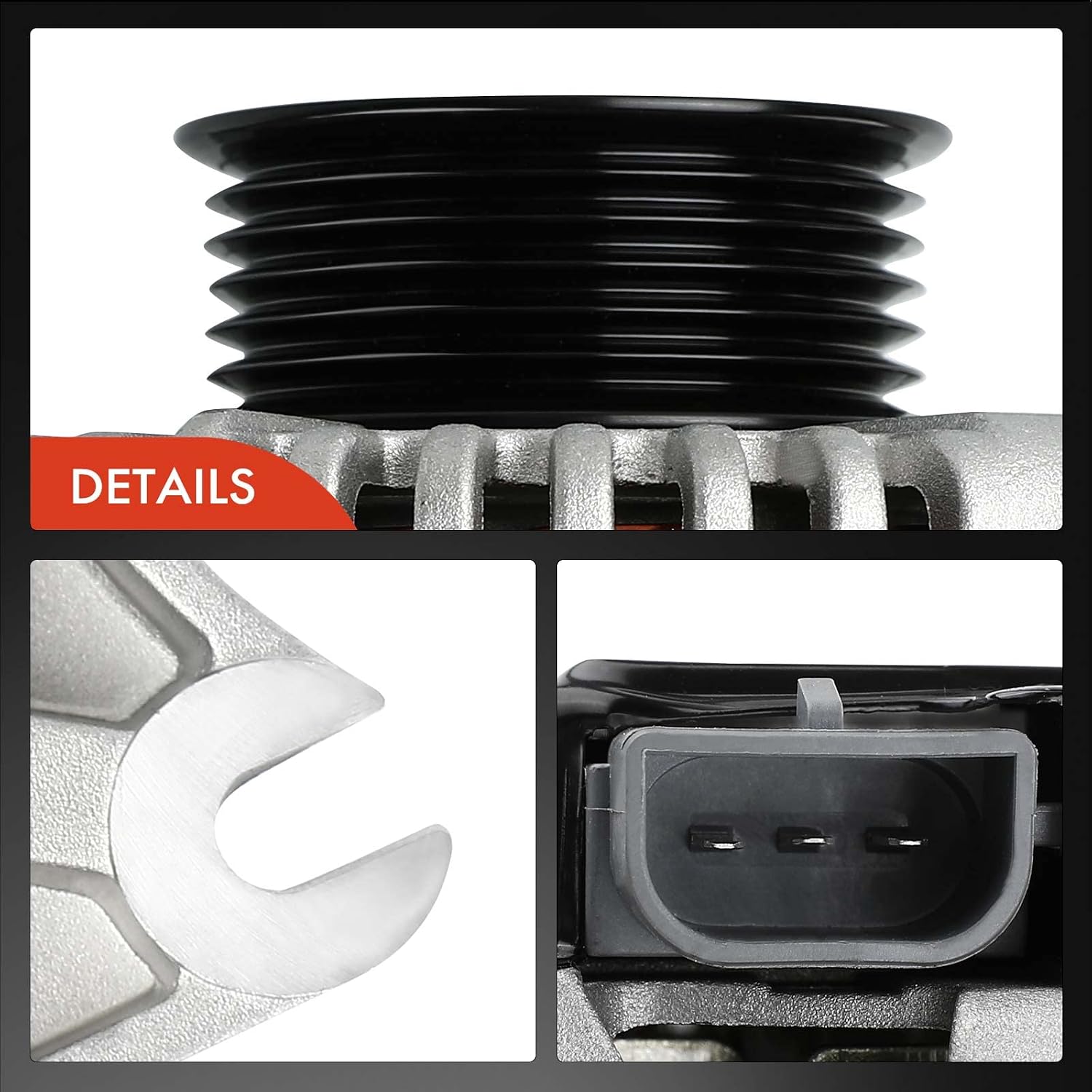 A-Premium Alternator Compatible with Ford Mustang 96-99 01 03-04, Crown Victoria & Lincoln Mark VIII 96-98, 4.6L, with D Shaped Alt Plug, 130Amp 12V CW 6-Groove Pulley