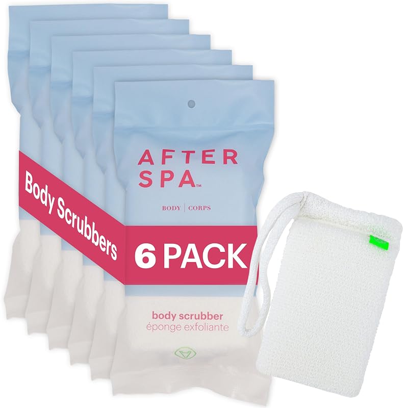 Esponja corporal AFTERSPA com escova para banho e esfoliação, material reciclado pós-consumo, vegana, Pacote com 6