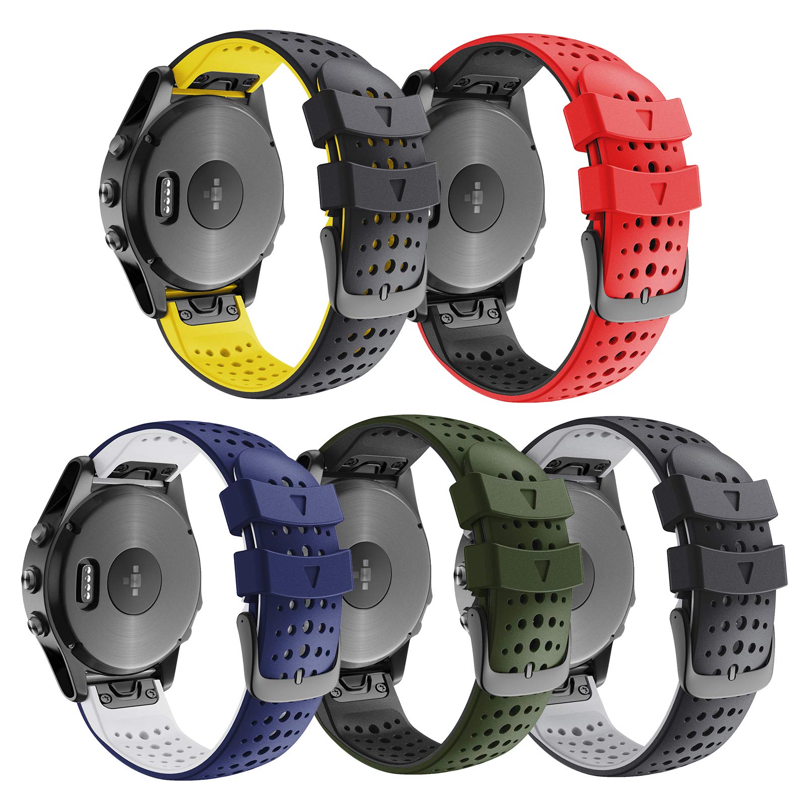 Cinturino In Silicone 22mm Per Garmin Fenix 6/7/5/Epix 2/Forerunner 945/745 – Bracciale Sostitutivo QuickFit Traspirante Con Fibbia Acciaio