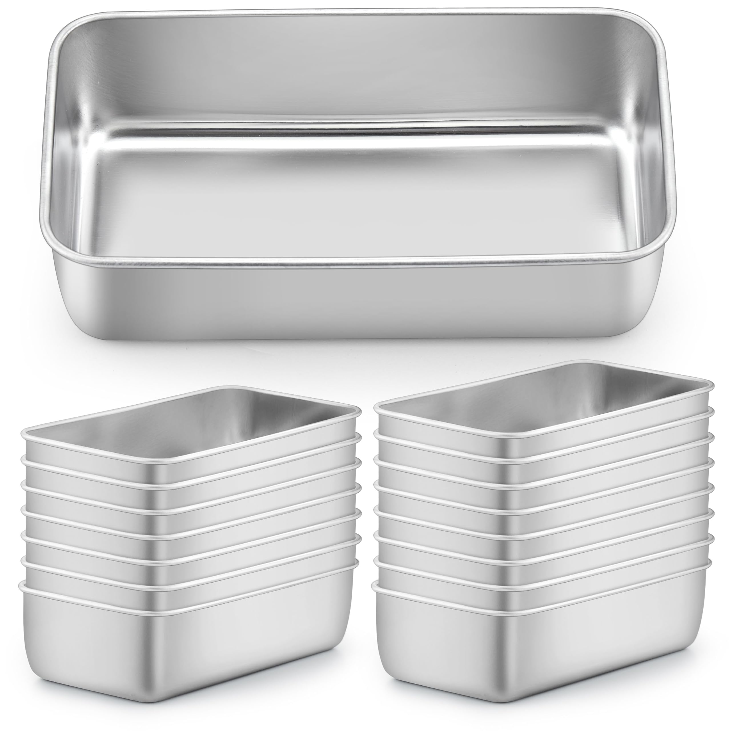LIANYU 16 Pack 9x5 Inch Loaf Pans for Bread Baking, Stainless Steel Bread Baking Pans, Small Loaf Tins for Homemade Brownies and Pound Cakes,