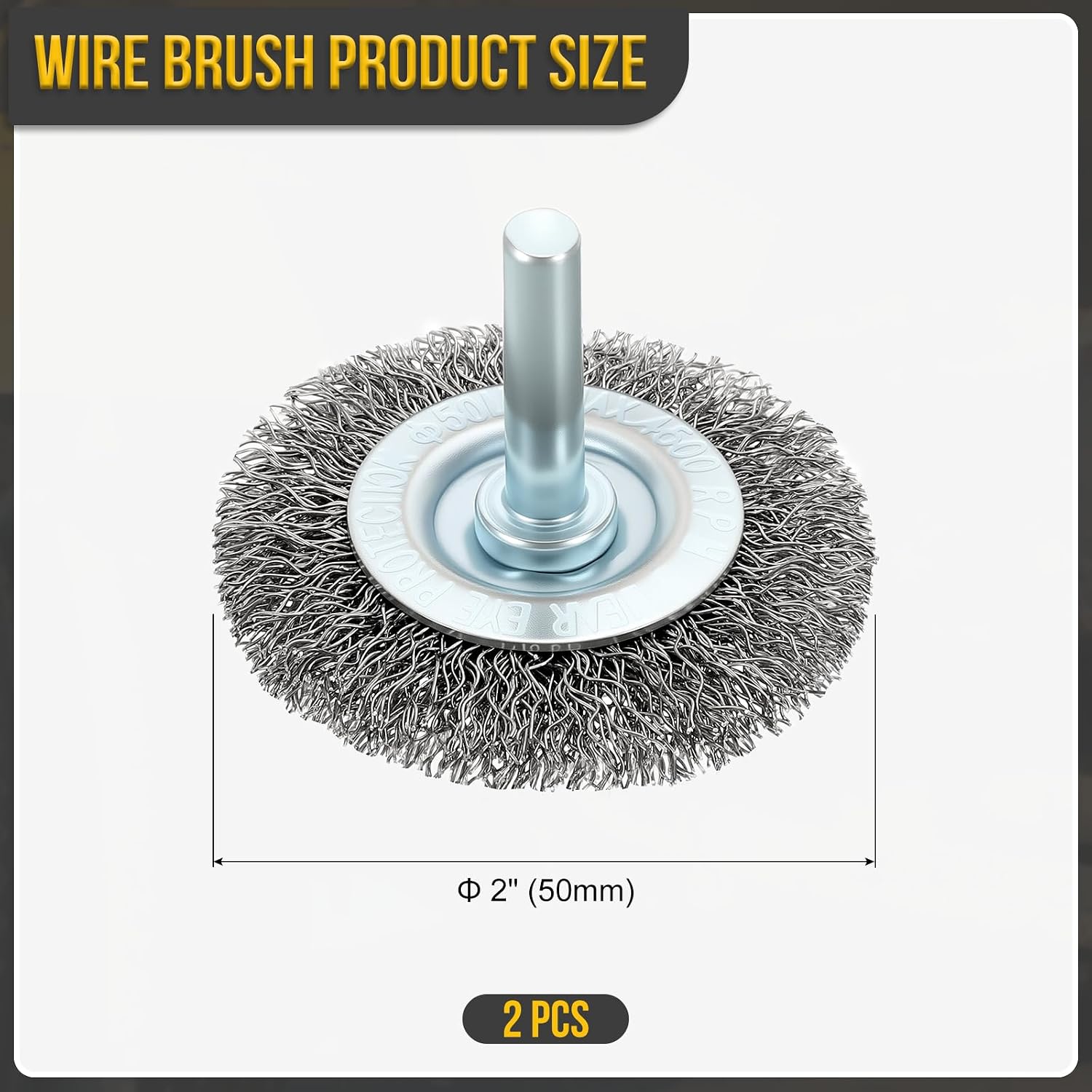 DTGN 2 Inch Wire Wheel Brush for Drill - 2 Pcs - Coarse Carbon Steel Crimping Drill Wire Brush(0.012" Wire Size) - 1/4 Inch Round Shank - Good for Cleaning Rust Paint Abrasive