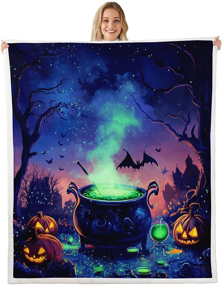Castle Fairy Funny Skeleton Blanket Twin 60x80 Bohemia Star Sun Blanket for Boys Girls Wild Mushroom Hippie Flower Sherpa Blanket Happy Halloween Blanket Living Room Decor