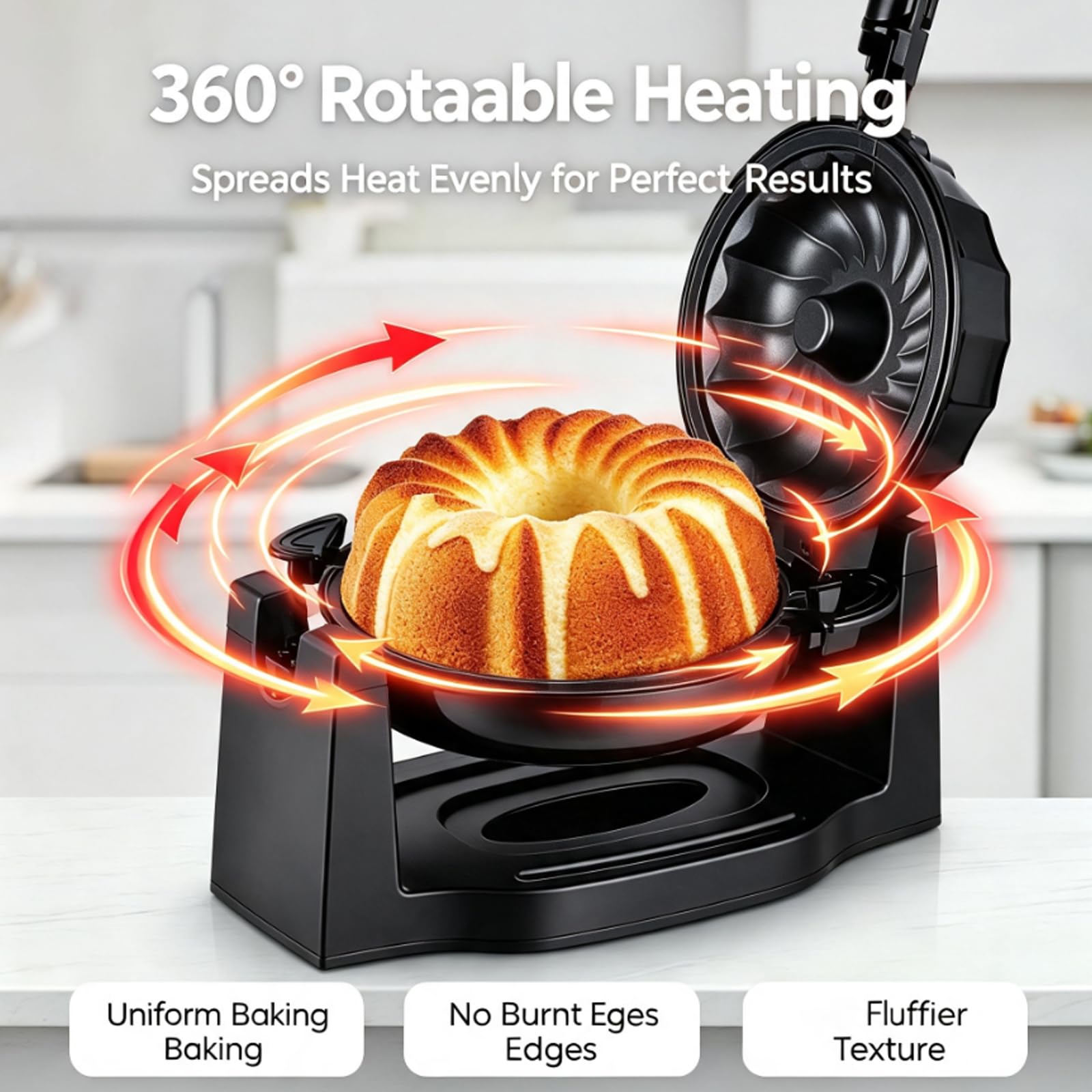Máquina De Pan Multifuncional De 1800 W, Máquina Eléctrica Para Hacer Pastel De Lava Con Calentamiento Uniforme, Temperatura Constante Automática, Bandeja Antiadherente, Base Antideslizante