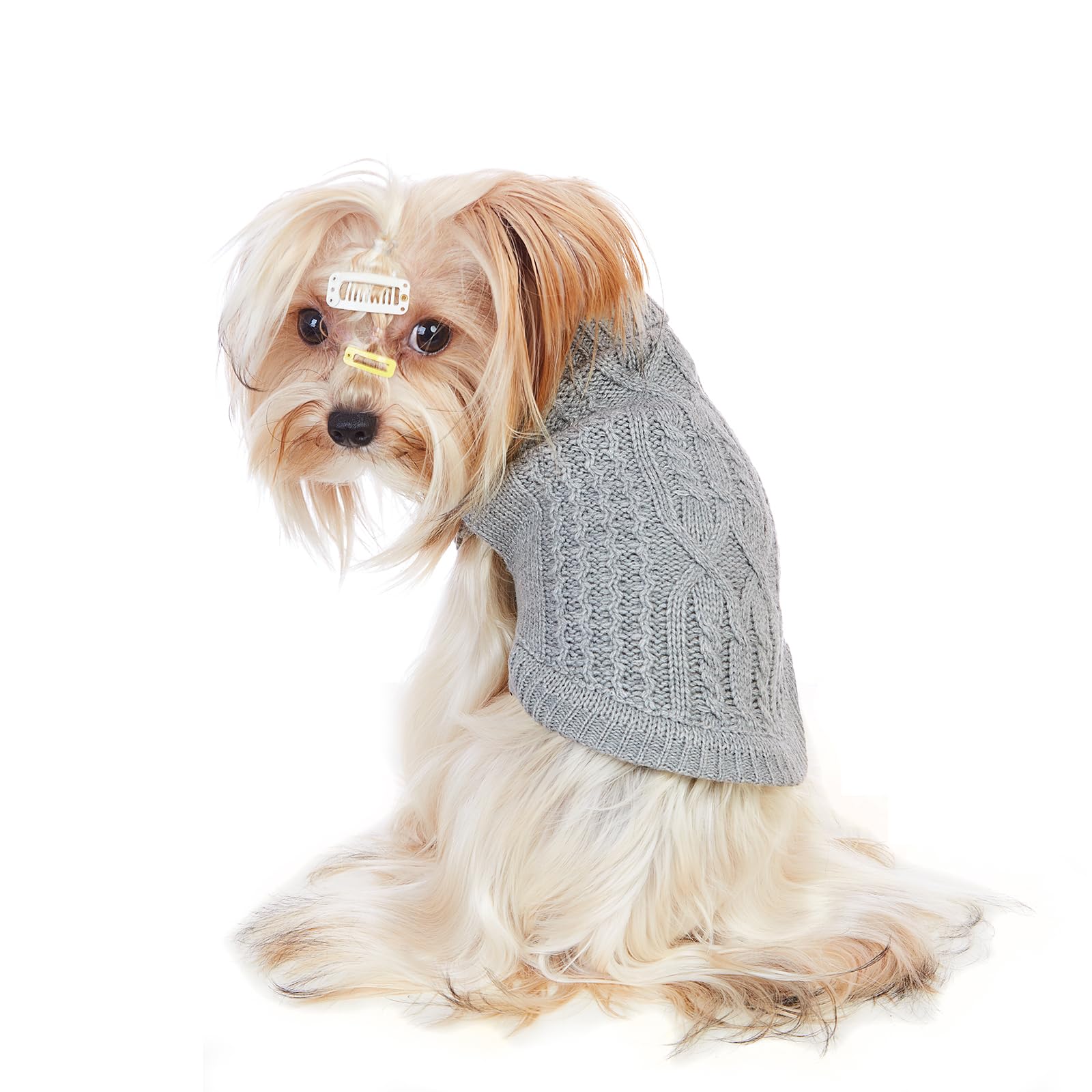 Suéter elástico para gato, 19 colores, 6 tamaños, cómodo invierno (gris, XL, chaleco) | Ready Knit para niños y niñas, gatos, gatitos y perros