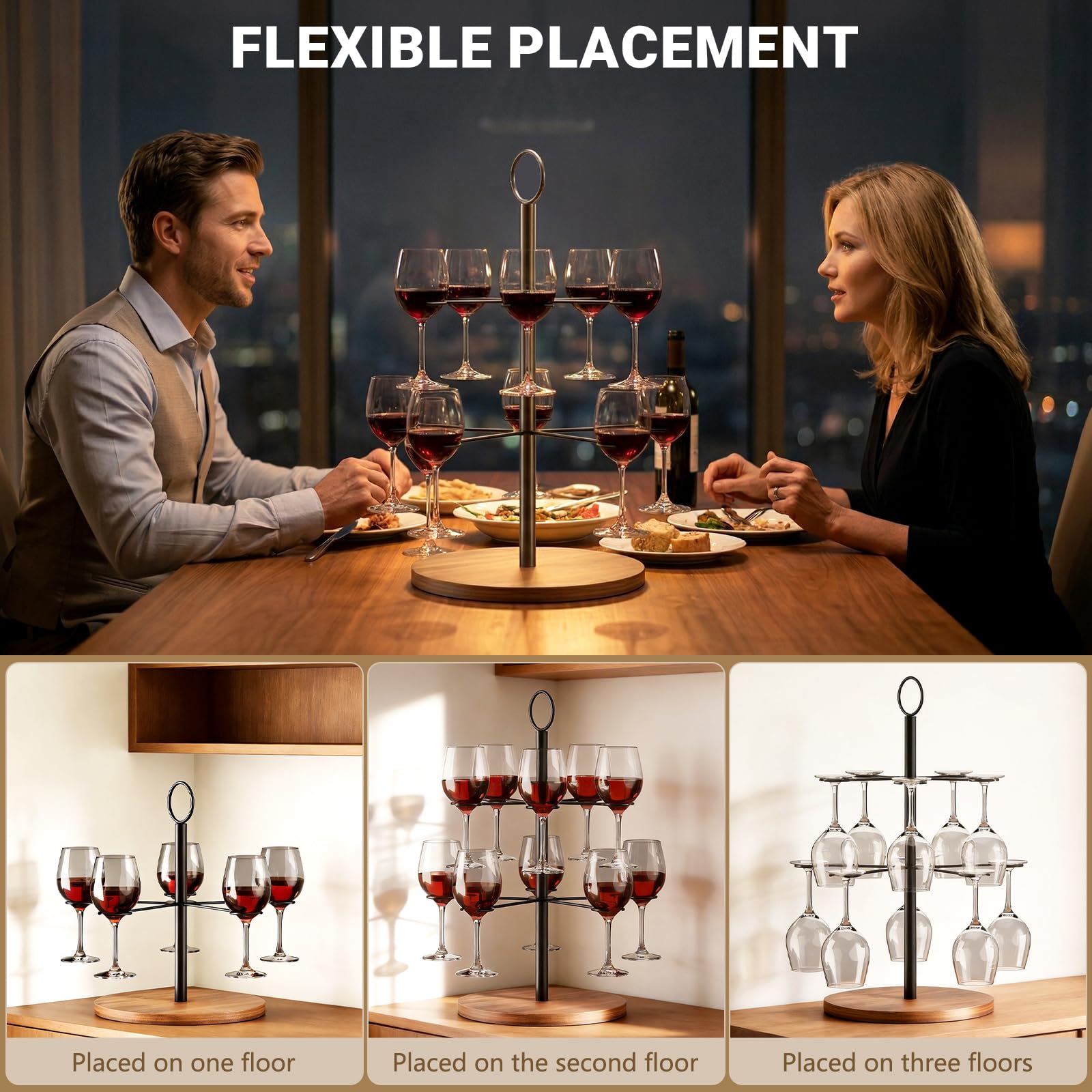 CLOPAE Torre di bevande rimovibili, torre di champagne, 2 ripiani, 10 bicchieri di Aperol Tower, cocktail Tree Stand per feste, matrimoni, pub, feste di famiglia