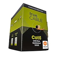 Vista 15 de trueCABLE Cat6 cable riser (CMR), 1000 pies, 4 pares de cobre puro sólido de 23 AWG, 550 MHz, certificación ETL, par trenzado sin blindaje (UTP)