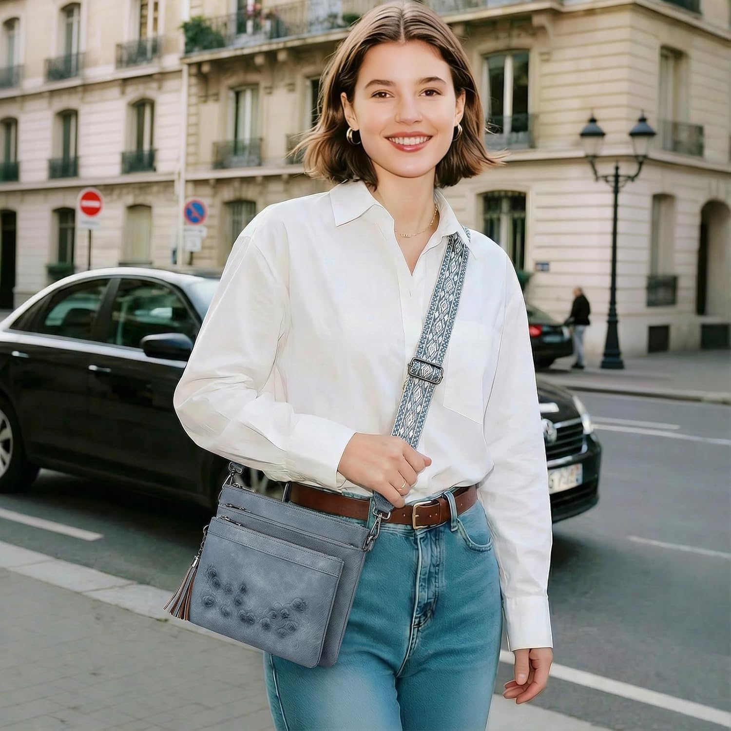 MEITRUE Crossbody Bags for Women,Embossed Leather Purse with Tassel Multi Pocket Travel Shoulder Handbags - Image 2