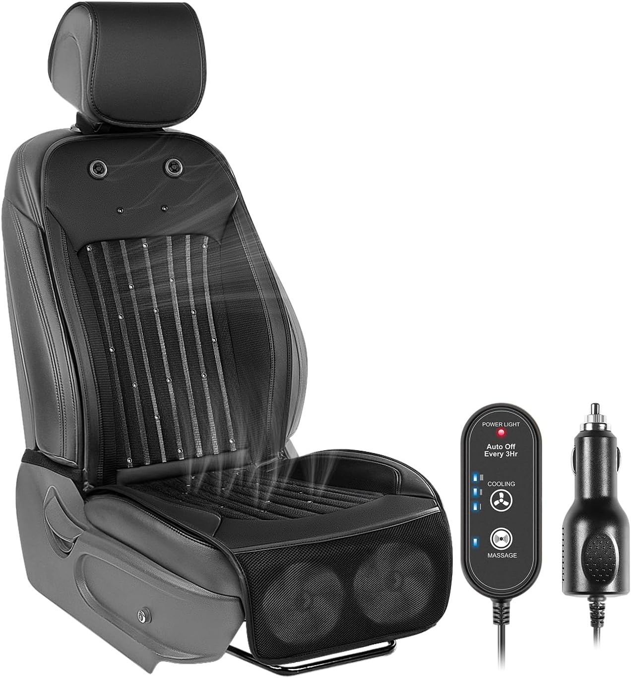 (Similar)Paffenery 2025 Upgraded Cooling Car Seat Cover Front Seat, 12V-24V Ventilated Cooling Car Seat Cushion, Cooled Seat Cover for Car SUV Truck Universal Fit, Fashion Black