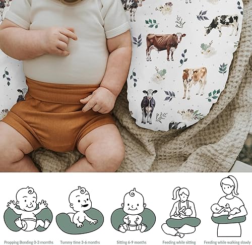 Miniatura 6 de Fundas de almohada de lactancia con diseño de hojas bohemias para niños y niñas, razas de ganado, hojas verdes, fundas de lactancia para lactancia