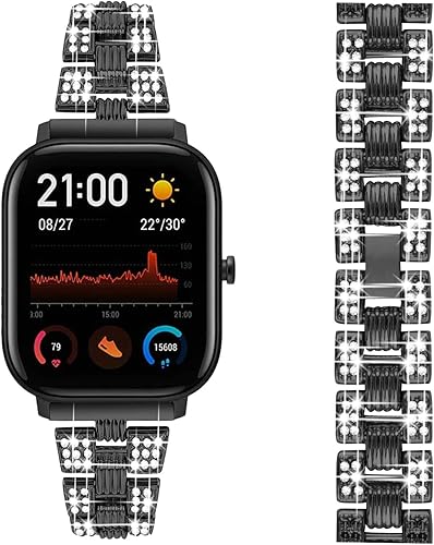 Miniatura 4 de TenCloud Bandas compatibles con Amazfit GTS 2 MiniBip U Pro, pulsera de repuesto ajustable de metal de acero inoxidable con cristal para GTS 2 Mini