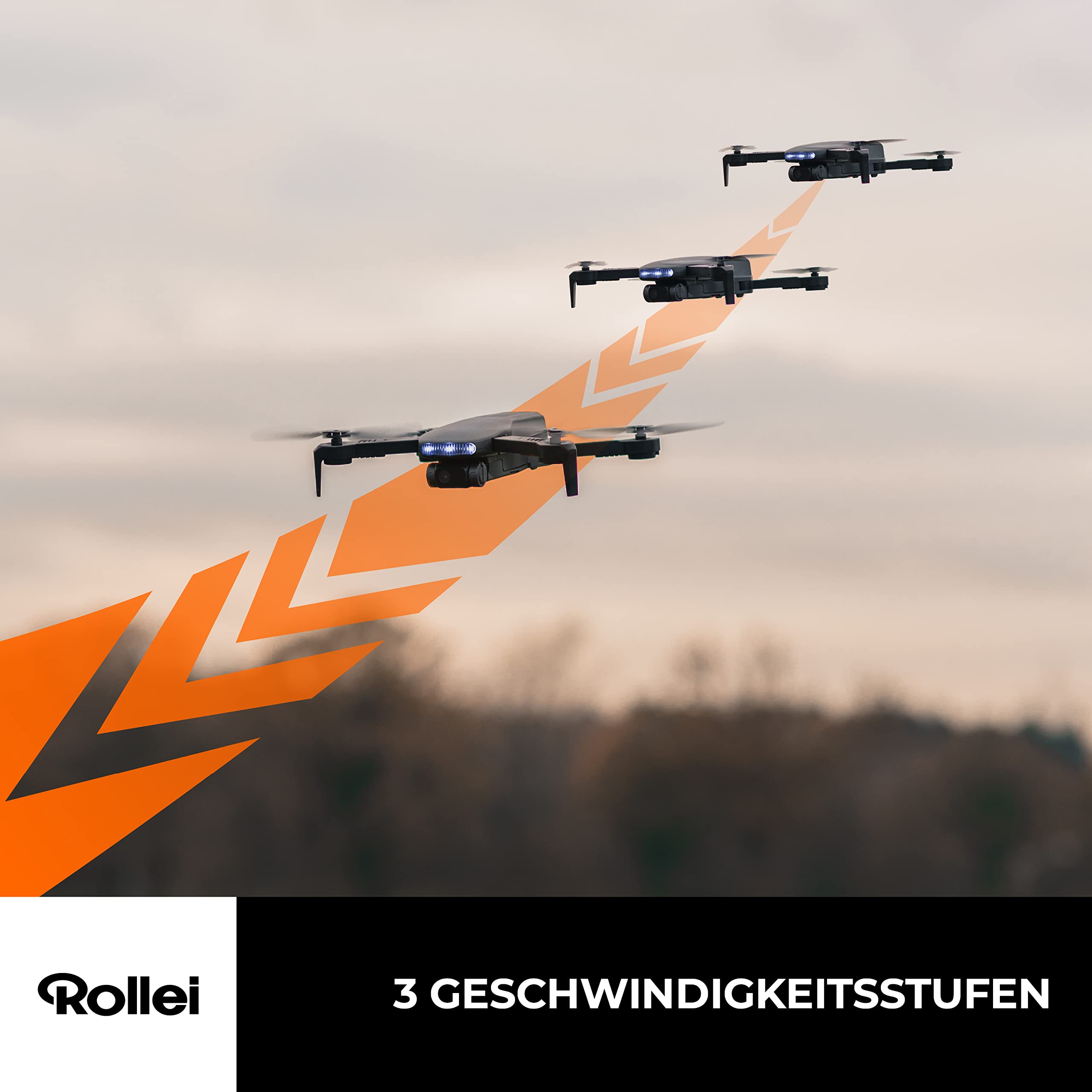 Rollei Fly 80 Combo dron, transmisja obrazu WiFi na żywo, 6-osiowy żyroskop, kamera Full HD, długi czas lotu, sterowanie aplikacją i zdalna obsługa