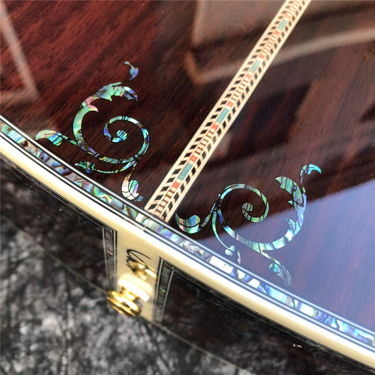 41 inch Solid Spruce Acoustic Guitar Ebony fingerboard Abalone Flower Inlays Rosewood Body natural
