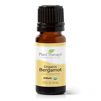Plant Therapy Organic Bergamot Essential Oil 10 mL 1/3 oz 100% Pure, Undiluted, Therapeutic Grade | Pure Essential Oil, USDA Certified Organic, Great Fresh Aroma for Diffusing or DIY Skincare, 10 mL 1/3 oz