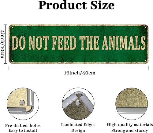 Miniatura 2 de KIOZIY Letrero de advertencia de metal de 4 x 16 pulgadas con texto en inglés "Do Not Feed The Animals Zoo Safari"