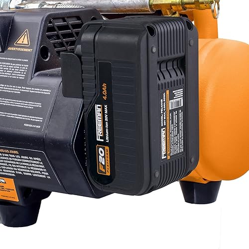 Miniatura 6 de Freeman Compresor de aire inalámbrico combinado de 1 galón y 20 voltios, con clavadora y grapadora de acabado neumático 3 en 1, batería de iones de