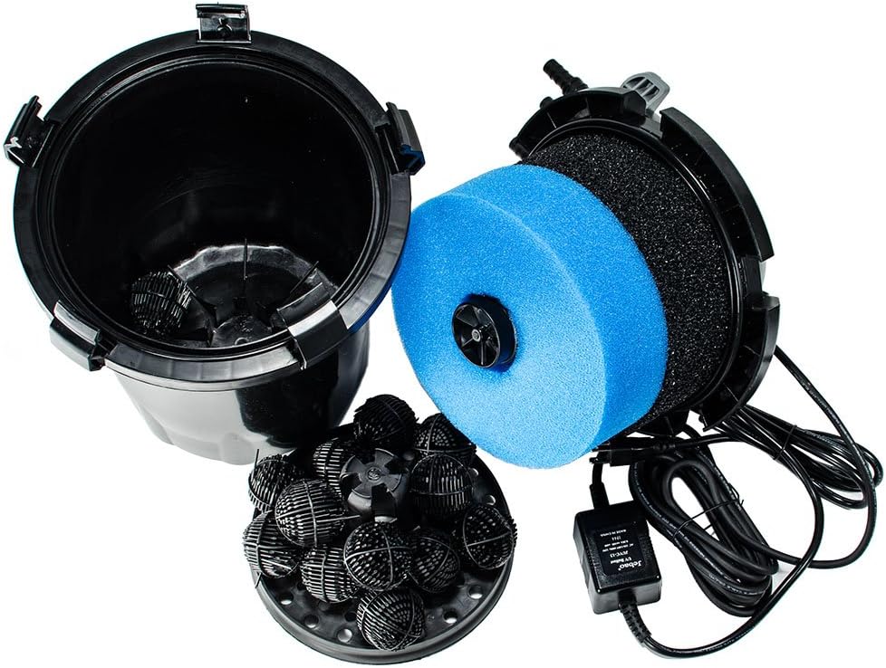 Jebao CF-10 Pressured Pond Bio Filter disassembled with media