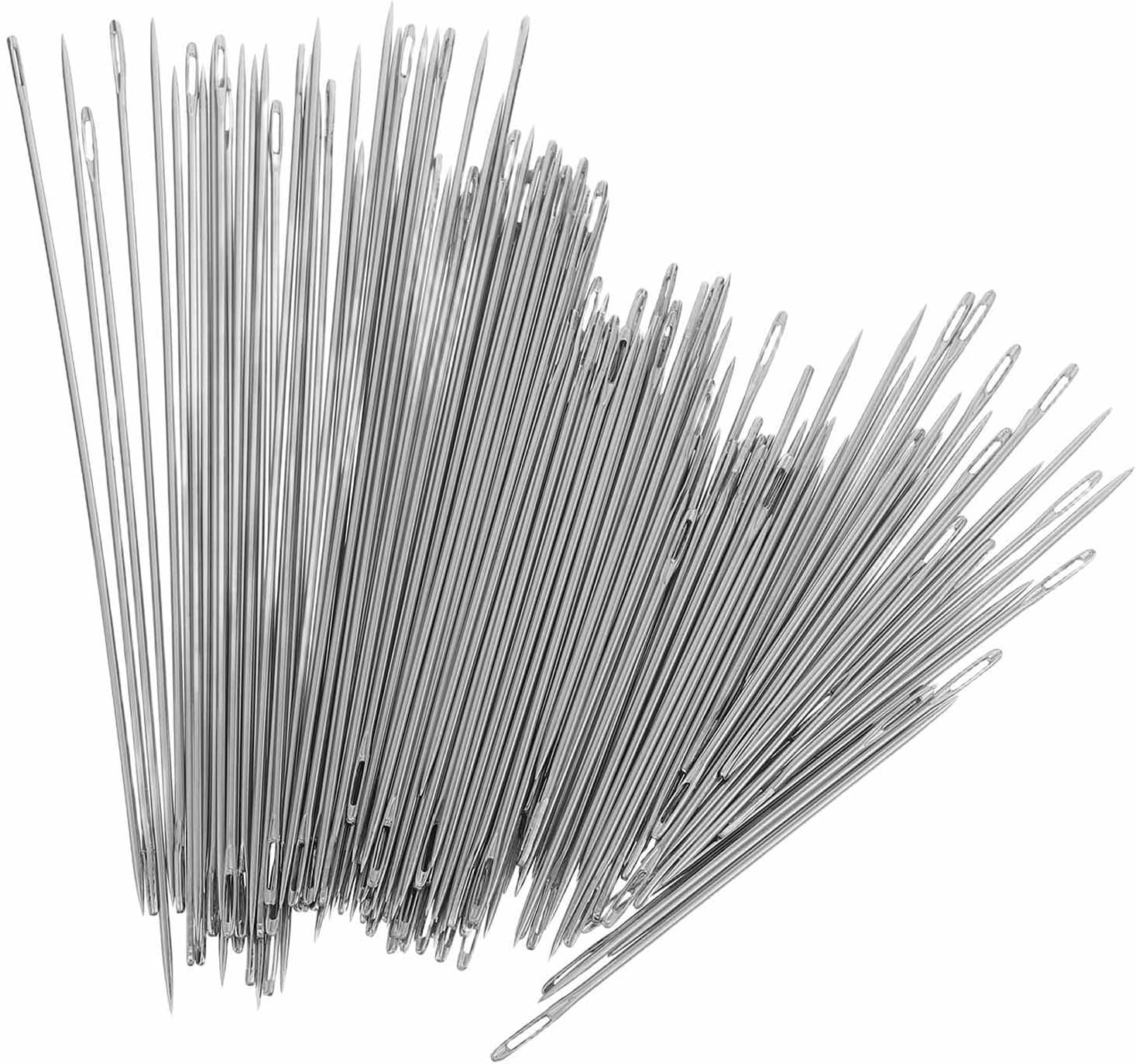 ERINGOGO 150pcs Stainless Steel Embroidery Needles for Hand Sewing and Crafting with Comfortable Grip and Effortless Penetration, for Beginners and Those with Limited Vision