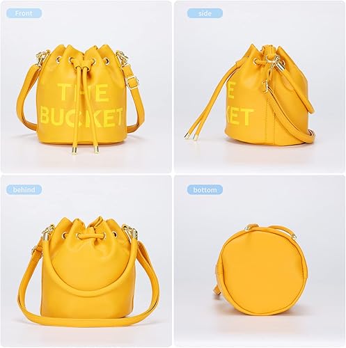 Miniatura 6 de JQAliMOVV The Bucket Bags para mujer, mini bolsa de cuero con cierre de cordón, bolso cruzado