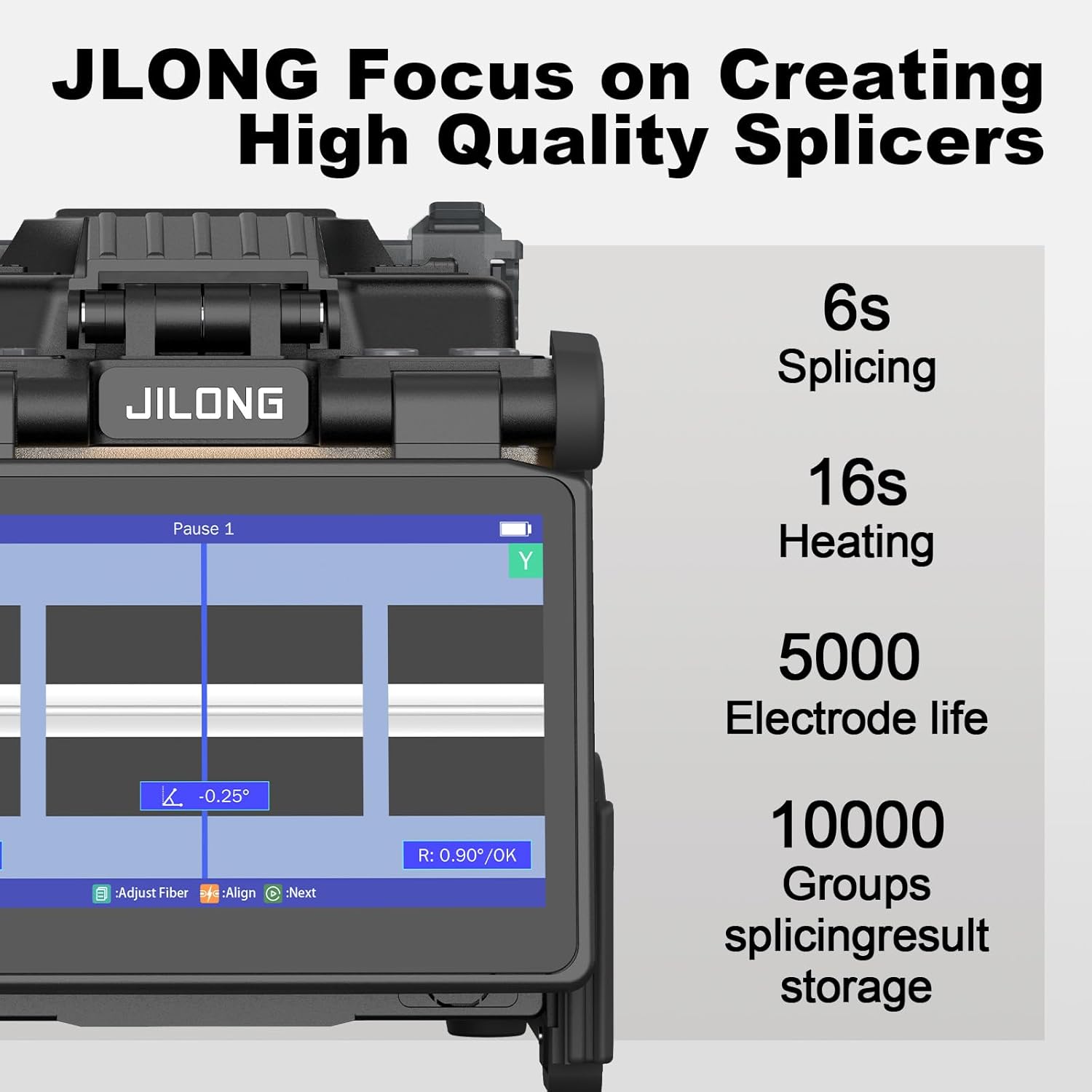 JILONG Fiber Fusion Splicer KL-360T Real Core Alignment Six Motors Splicing Machine 6S Splice; 16S Heat. Comes With KL-23F Precision Cleaver, Power Meter OPM-22V With VFL, LED Light