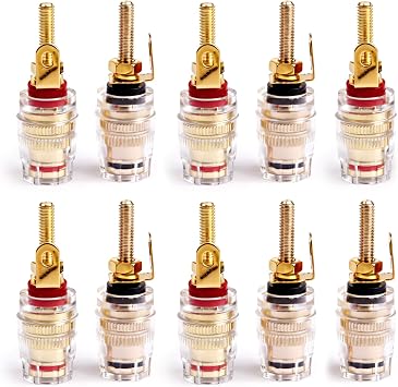 4mm Banana Plug Socket,5 Pair 42mm Speaker Terminal Binding Post Banana Plug Pure Copper Socket Connector for Amplifier Speaker Home Theater Audio System