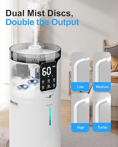 Miniatura 9 de Humidificador inteligente de 16 litros para habitación grande, humidificador para toda la casa para el hogar, 1500 pies cuadrados con