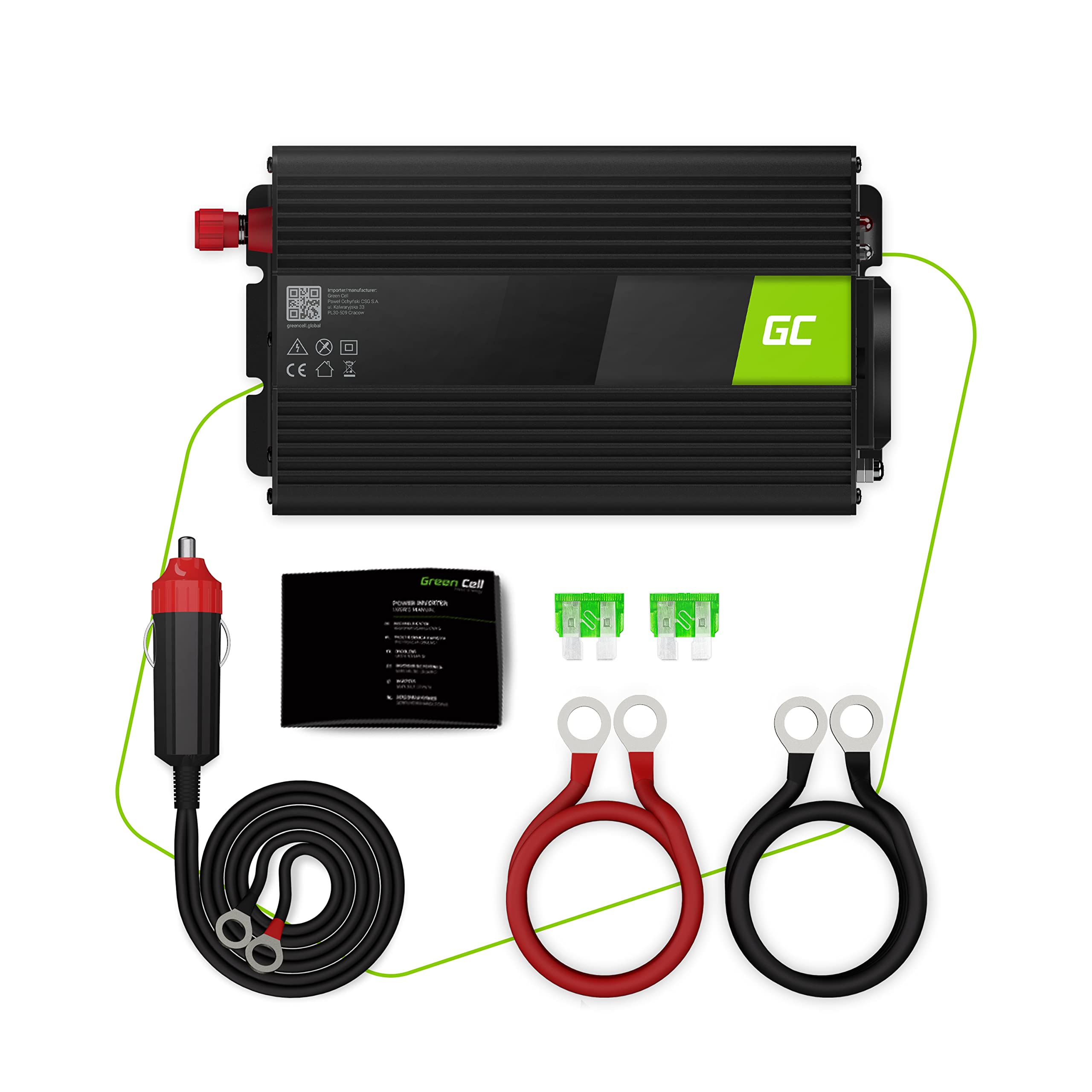 Green Cell 500W/1000W 12V auf 230V Sine Wave Volt kfz Spannungswandler Wechselrichter Power Solar Inverter DC AC Umwandler Stromwandler Wohnwagen Auto Modifizierte Sinus Zigarettenanzünder Steckdose