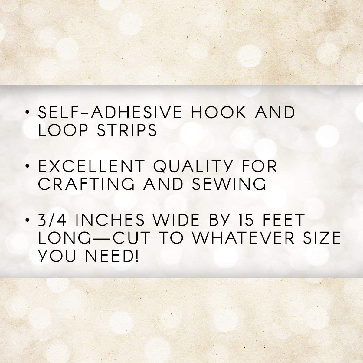 Darice Hook and Loop Strips – Strong Self-Adhesive Interlocking Tape – for Sewing, Crafting, Around The House and Classroom – Easily Cut to Size – 3/4” W x 15’ L, White, Feet