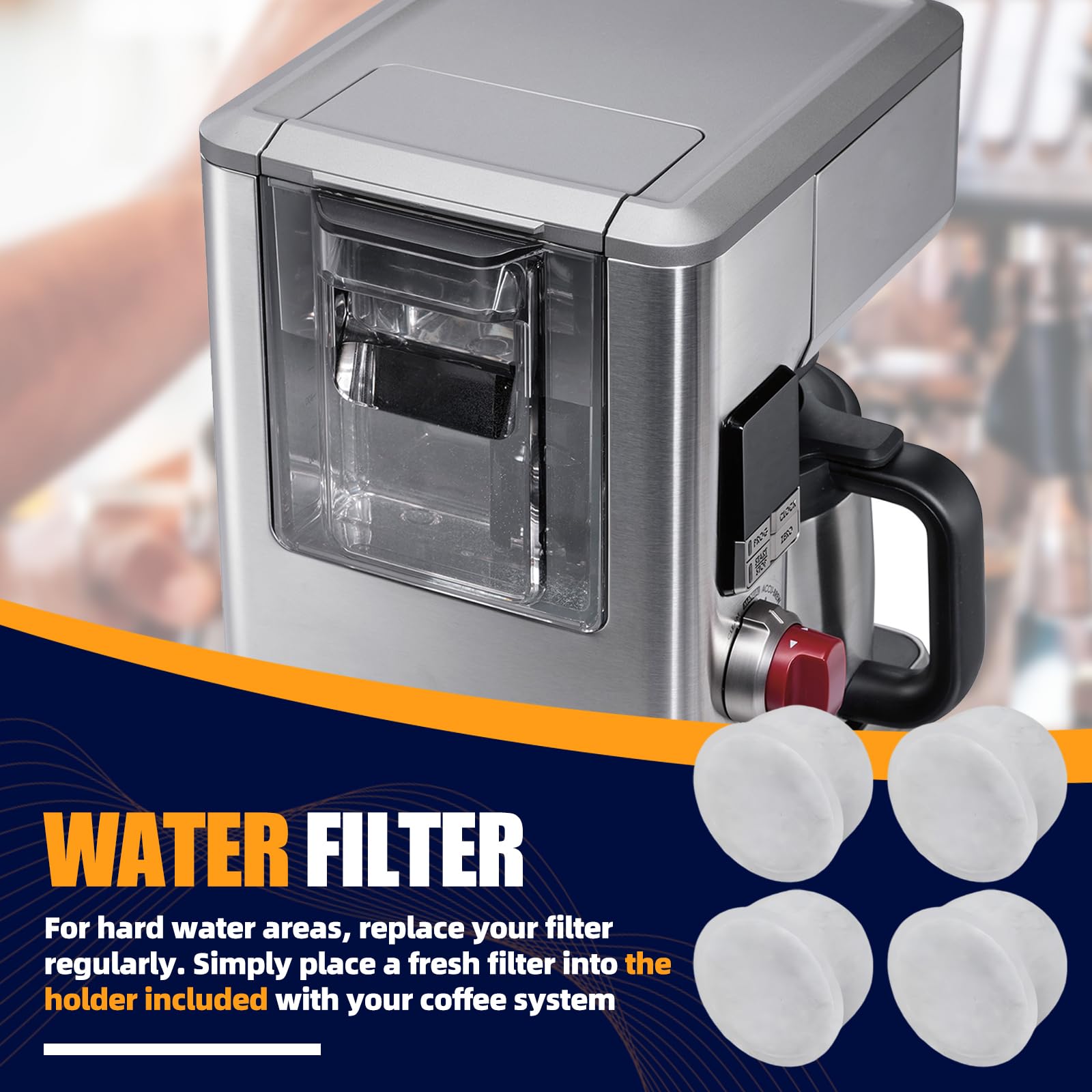 Paquete de 10 cápsulas de filtro de agua para cafetera Wolf Gourmet, filtro de carbón activado de repuesto para WGCM100S, WGCM110S, WGCM120S, compatible con cafetera Wolf Gourmet