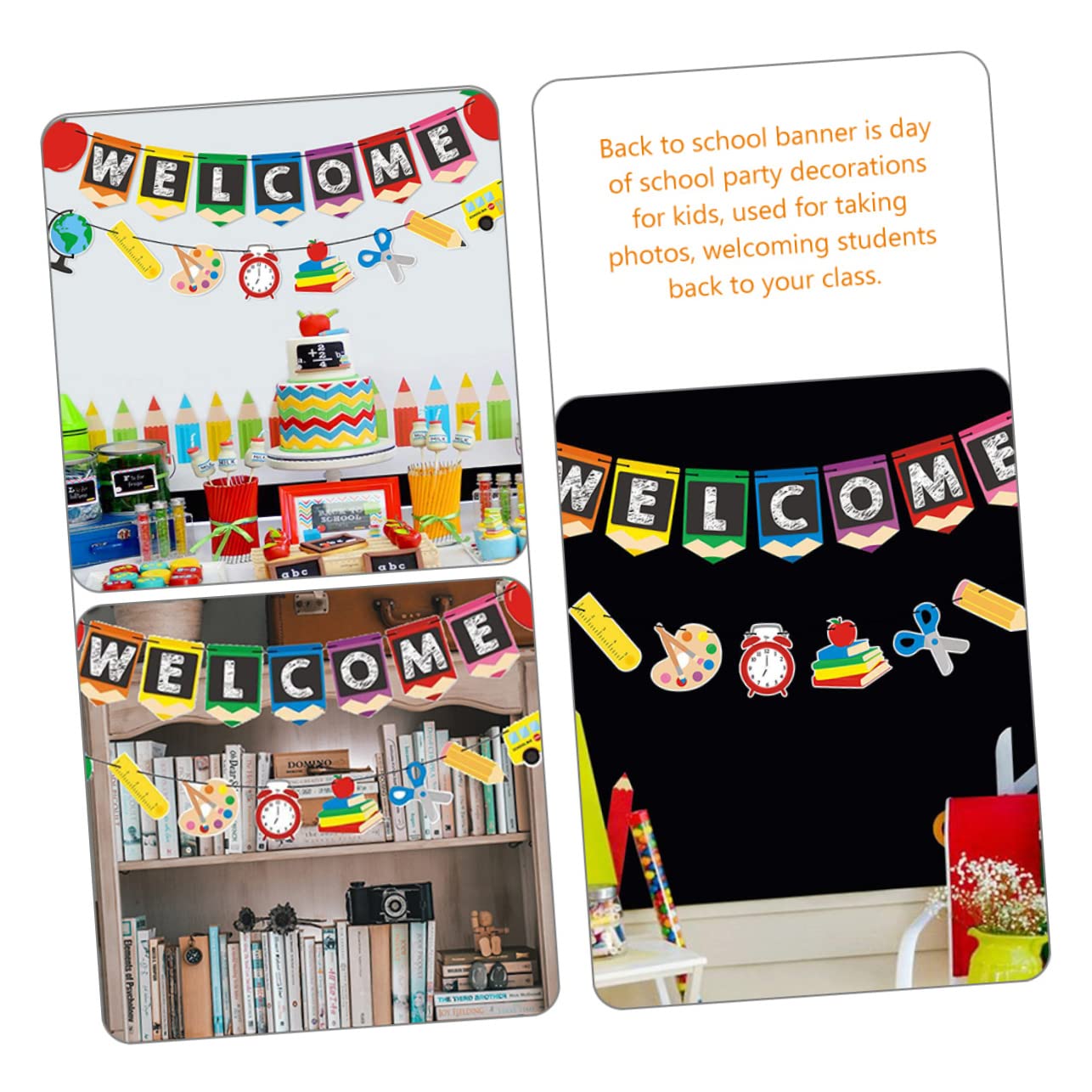 Cabilock 5 Juegos Banner De Flores Para Tirar Banner De Feliz Cumpleaños De Bienvenida A Casa Para Pastel Escolar De Graduación Globos Para El Primer Día De Clases 4 Uds * 5