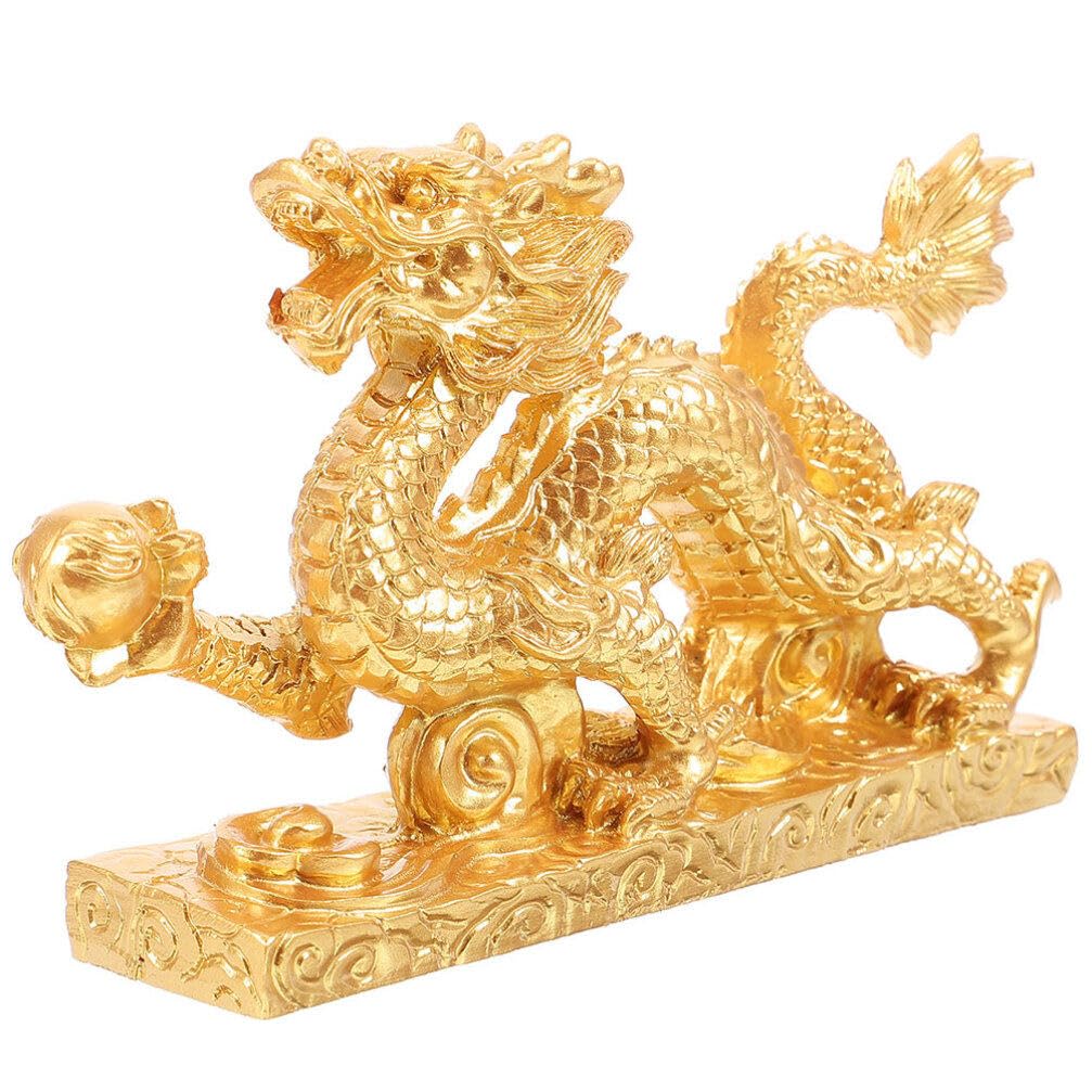 Statue de dragon chinois doré Kichvoe, sculpture artisanale haut de gamme