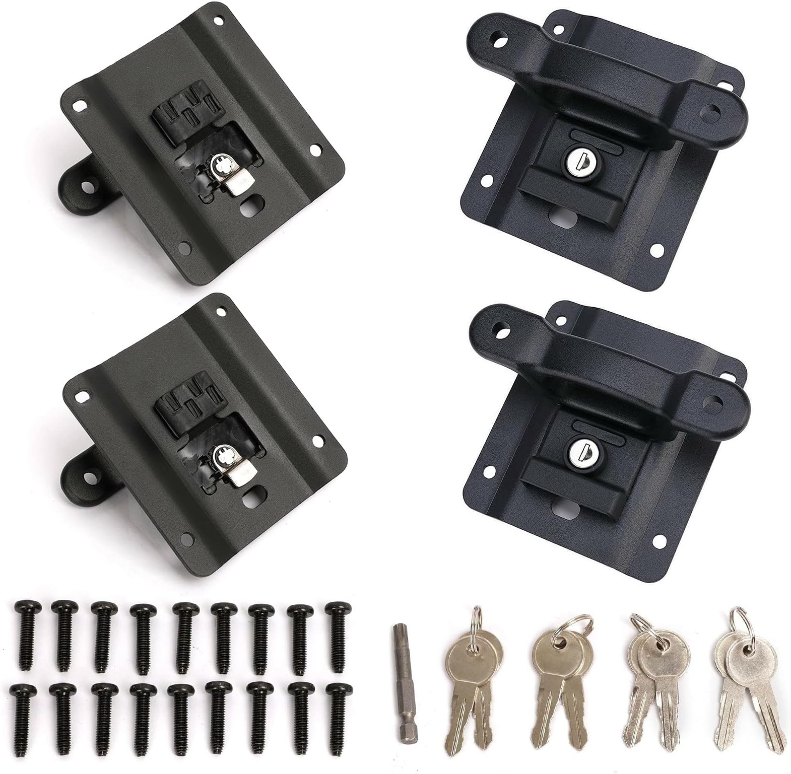 BEIJIAOFLY 4 Pack 2015-2021 F150 F250 F350 Boxlink Tie Down Anchors Cleats Bed Tie Downs with Tie Down Plates Brackets Anti-Theft Screws01
