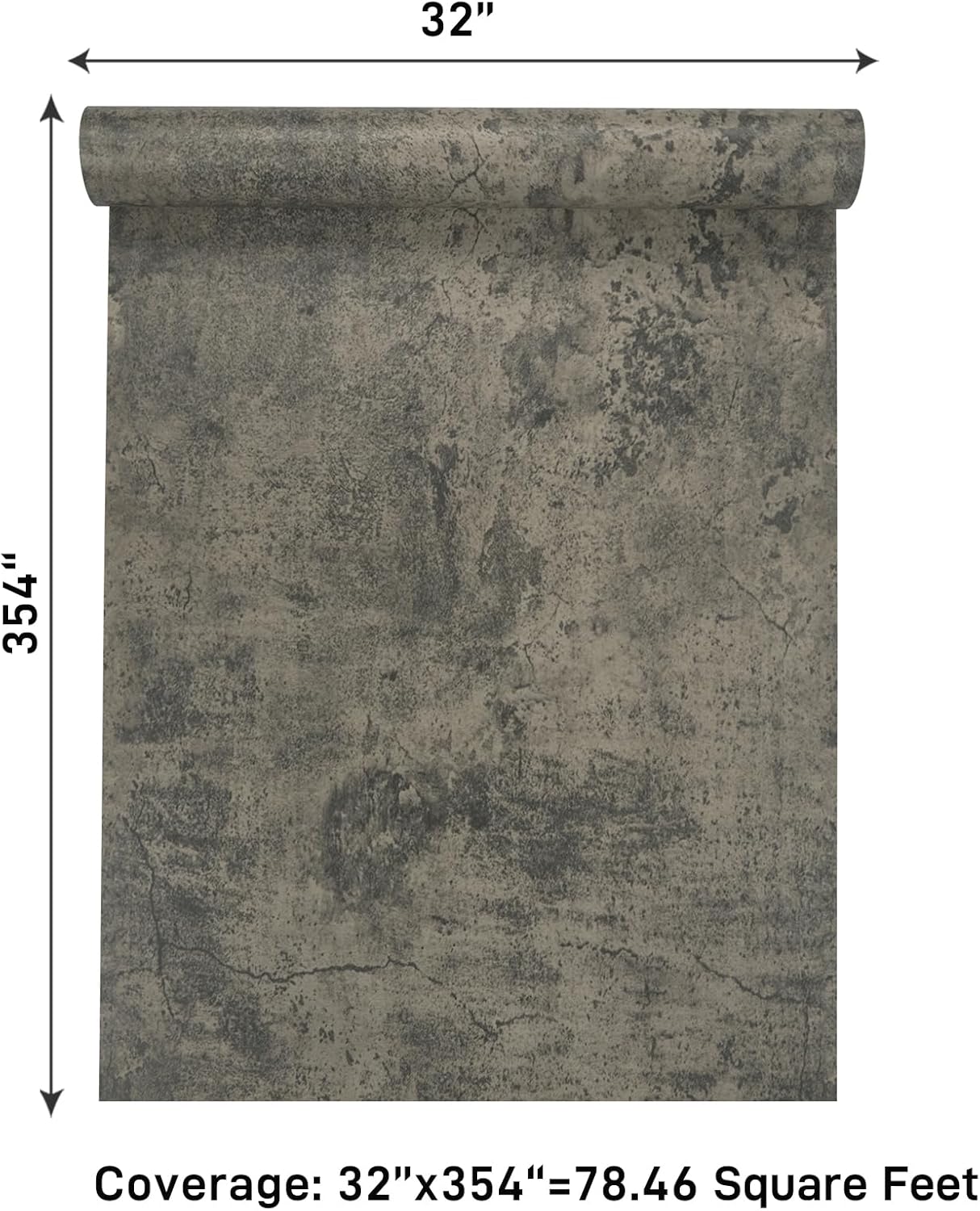 VaryPaper 32''x354'' Weathered Industrial Concrete Wallpaper Textured Peel and Stick Concrete Vinyl Wall Paper Roll Self Adhesive Contact Paper Decorative for Bathroom Kitchen Countertops Backsplash