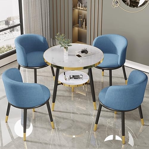 YVYKFZD Office Reception Room Club Table, Simple Kitchen Dining Table Set with Storage Shelf, Round Conference Table for 4, Business Conference Room