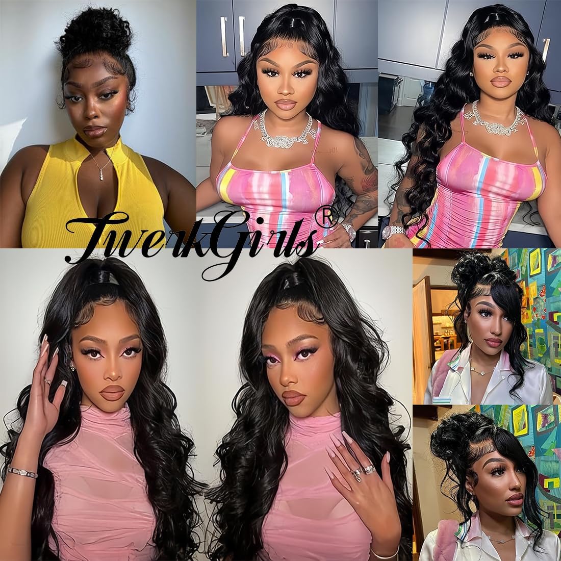 Body Wave 360 Lace Front Wigs Human Hair Pre Plucked Hidden Strap 220% Density 18-Inch Drawstring Wig 360 HD Full Lace Human Hair Glueless Wigs for Black Women