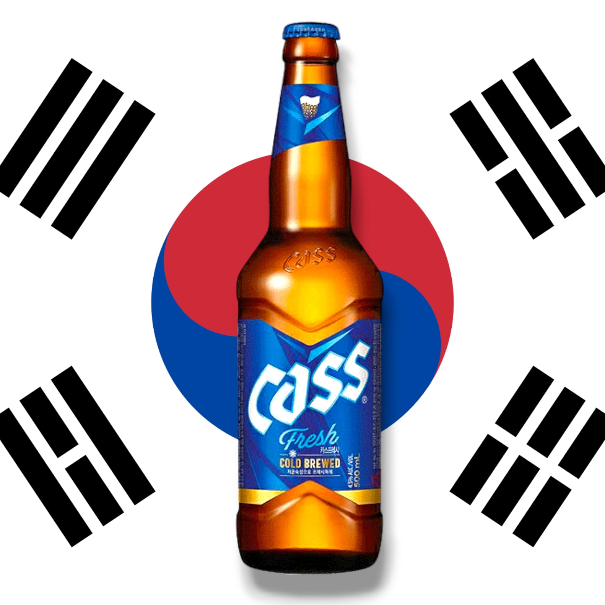 24 x Cass Fresh Bier 0.33l - Das Lagerbier aus Südkorea mit 4,5% Vol.- inklusive Haus der Biere Berlin Bierdeckel