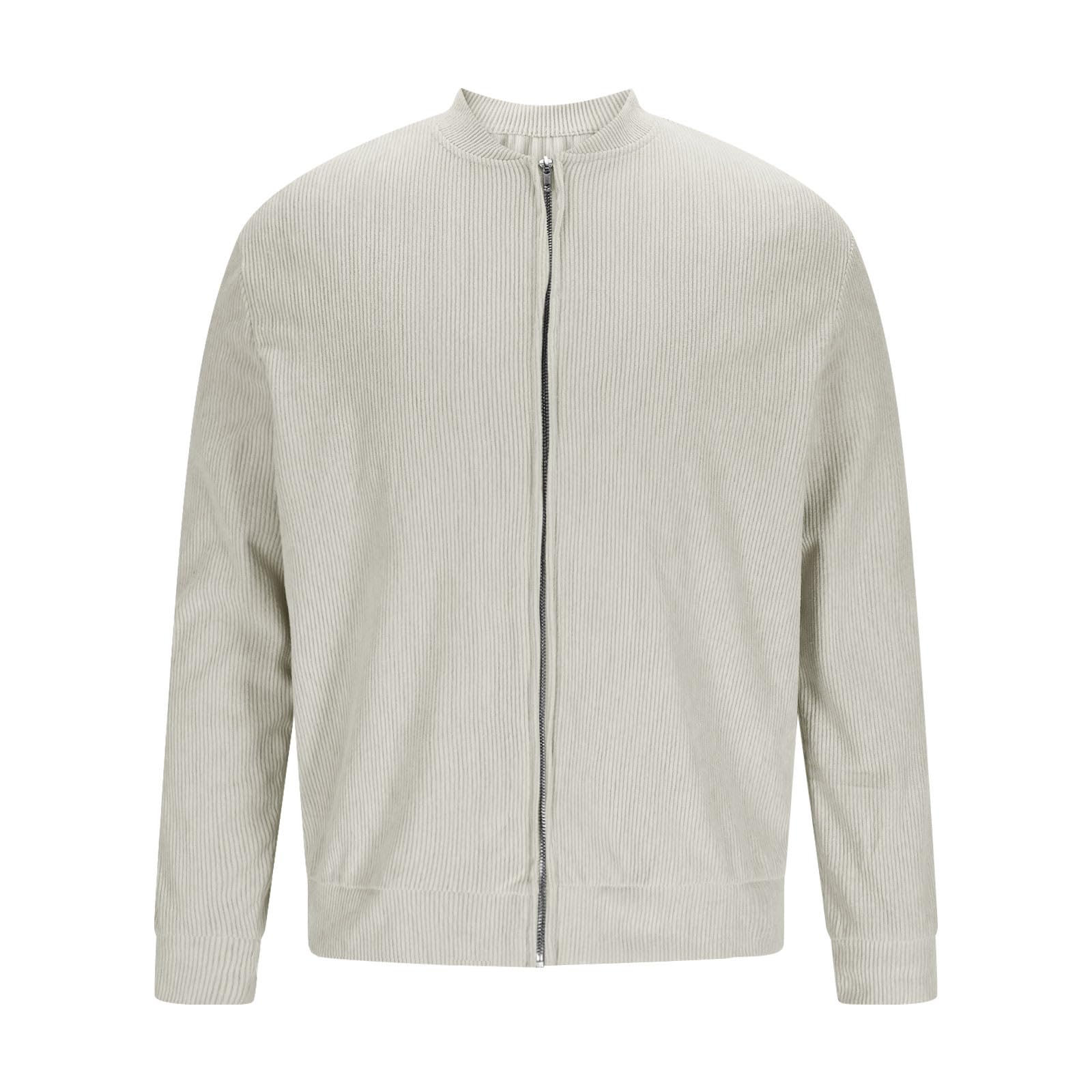 Bomberjacke Herren Strickjacke Herbst Übergangsjacke Vintage Geripptes Strickjacken Dünne Fleecejacke Lässige Streetwear Retro Herrenjacke Leichte Pilotenjacke Casual Einfarbige Arbeitsjacke