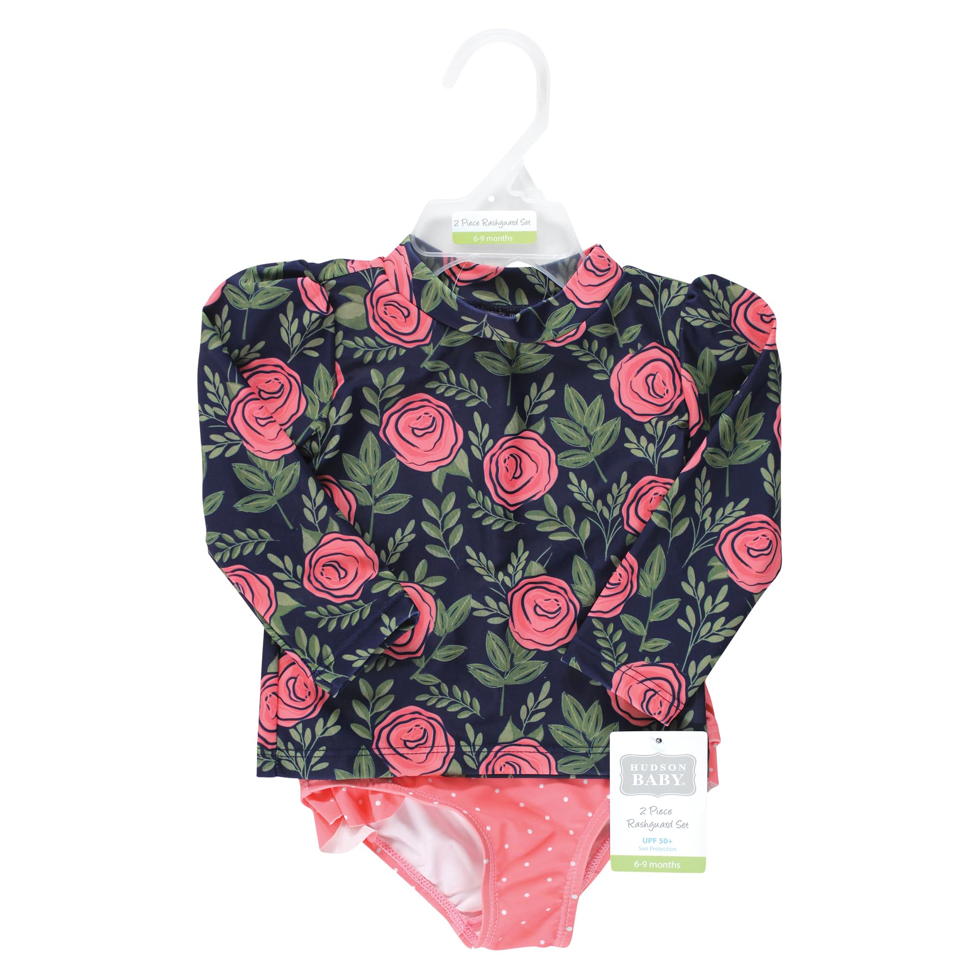 Hudson Baby Unisex Baby Swim Rashguard Set, Leafy Floral, 5T