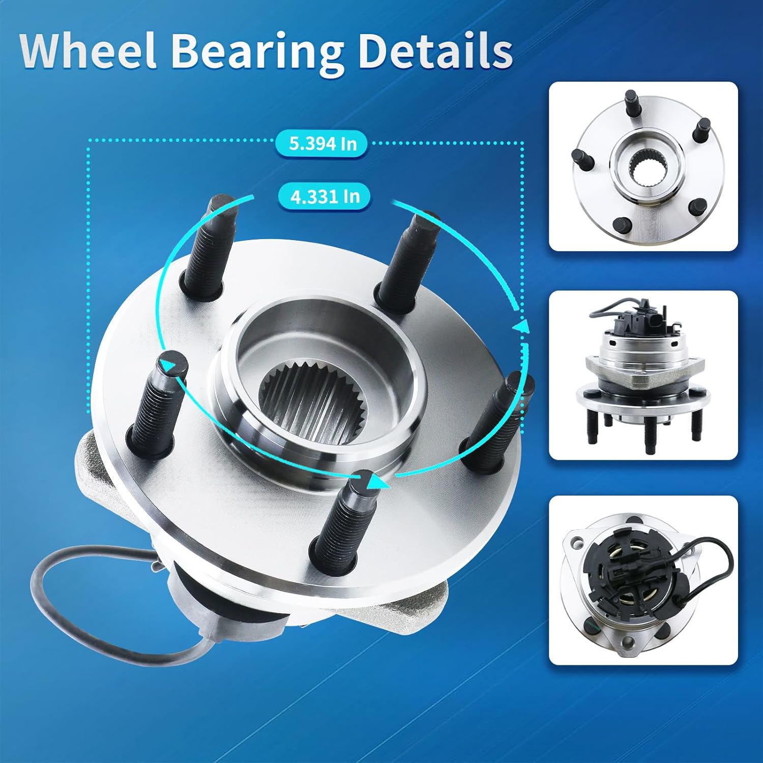 Front Wheel Hub Bearing Assembly Fit for Chevy Malibu 2004-2012, Cobalt HHR 2008-2010, Pontiac G6 2005-2010, Saturn Aura 2007-2009 Wheel Bearing and Hub Assembly 2006 2011 5-Lug w/ABS 513214
