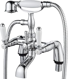 Traditional Bathtub Mixer Tap,Luckyhome Victorian Bath Shower Mixer Tap with Hand Held Shower