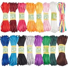 PH PandaHall 3mm Satin Nylon String 16 Colors Rattail Silk Cord 160 Yards Silk Bracelet String Beading String for Friendship Bracelet Necklace Chinese Knot Macrame Trim Dream Catchers Braid Hair