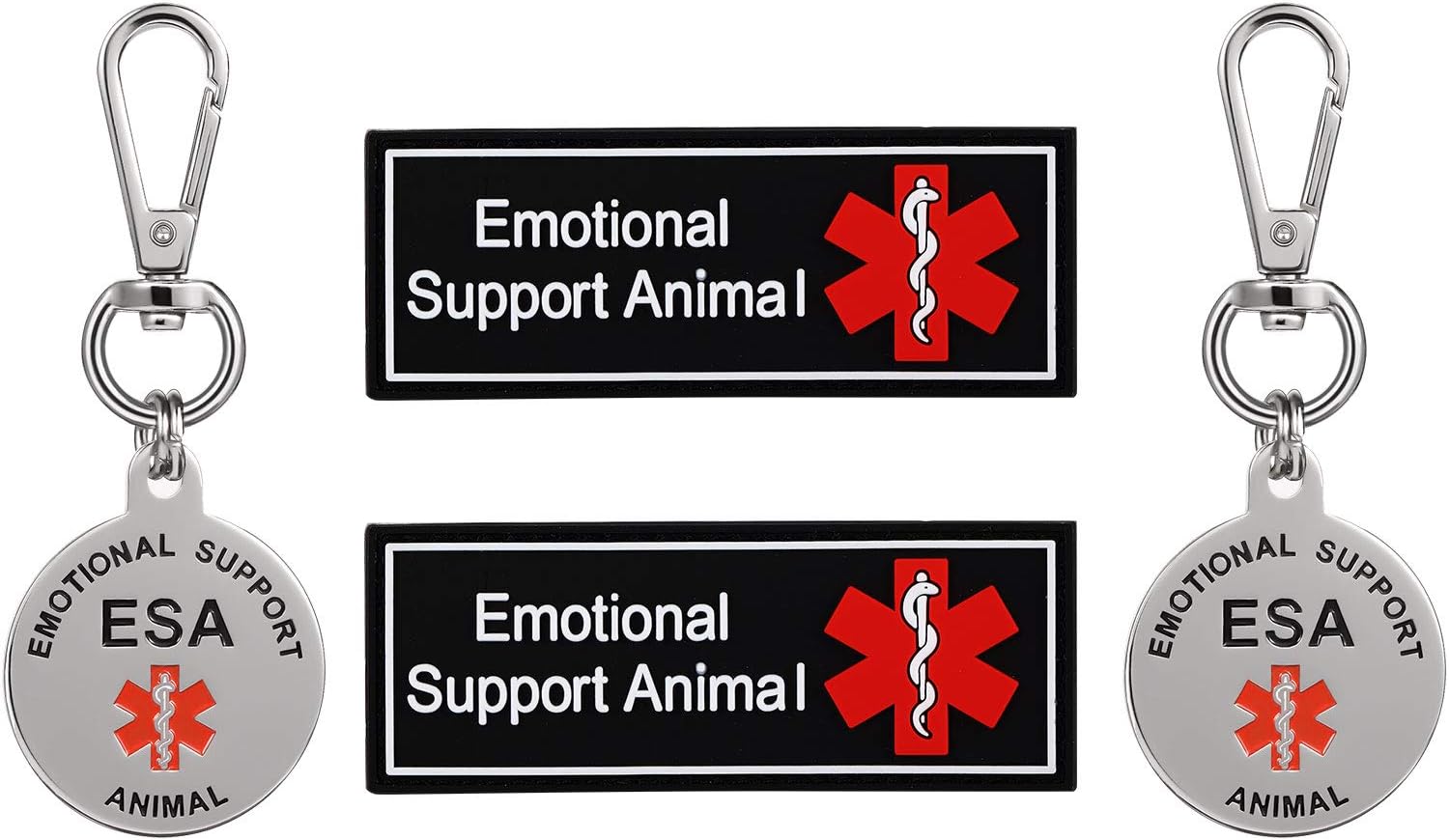 Double Sided Medical Alert Symbol ESA ID Tag and ESA Personalized Patches with Hook Backing for Emotional Support Animal,in Traning,Do…